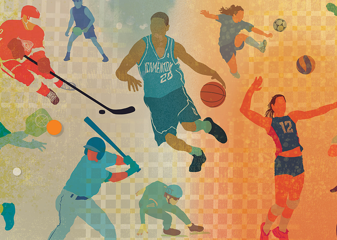Sports Potpourri Mural - Multicolor - Sample