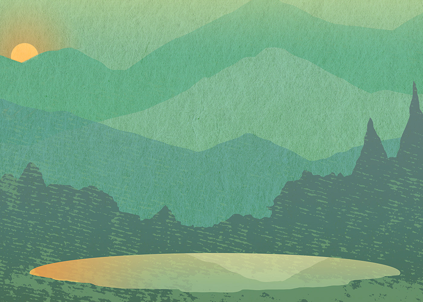 Olympic Tarn Mural - Blue Spruce - Sample