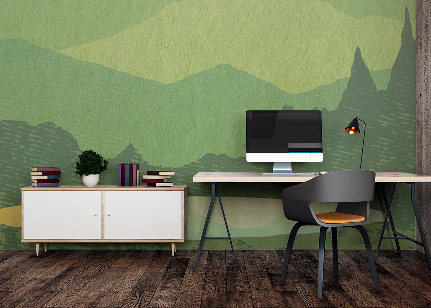Olympic Tarn Mural - Moss Green