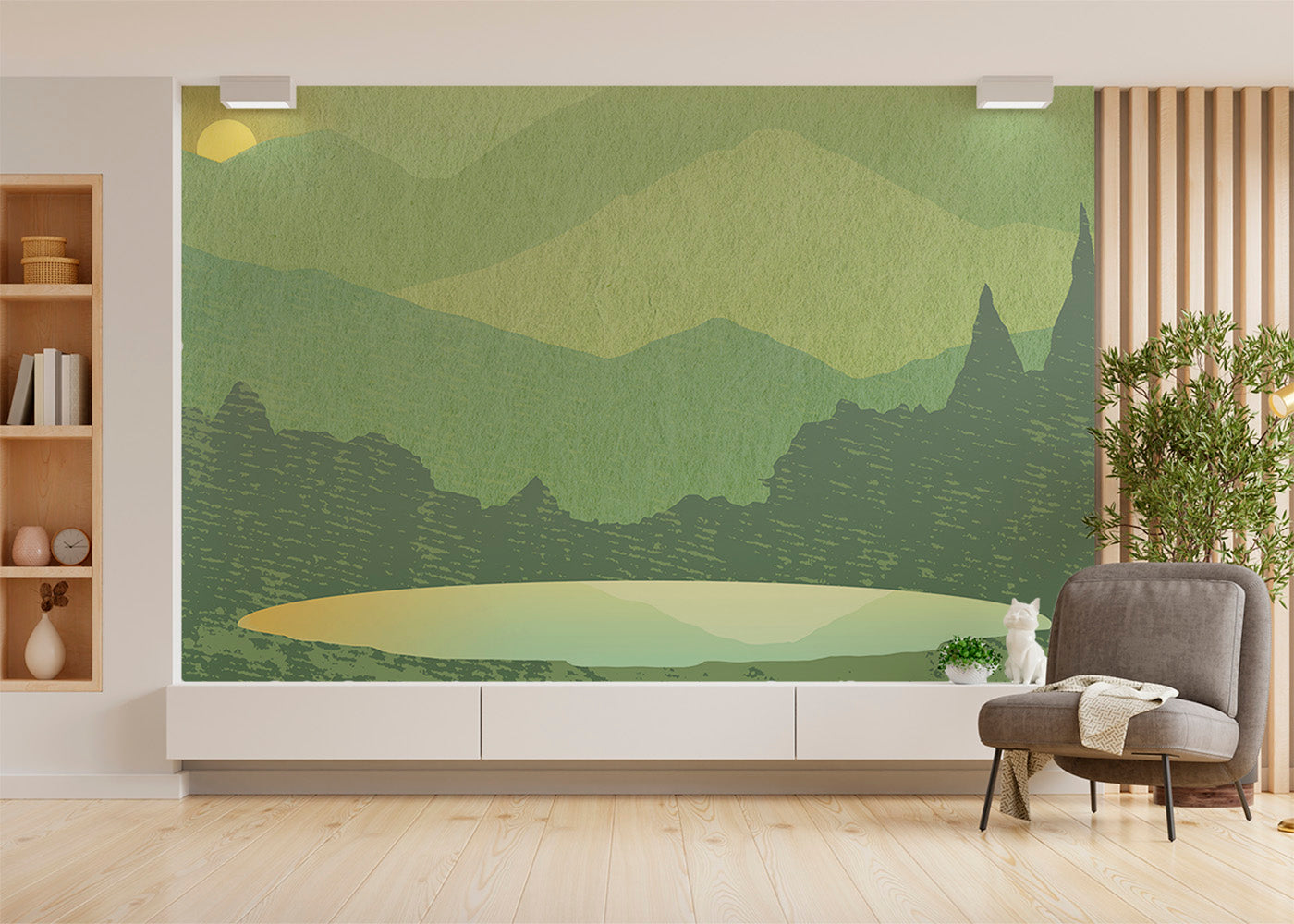Olympic Tarn Mural - Moss Green