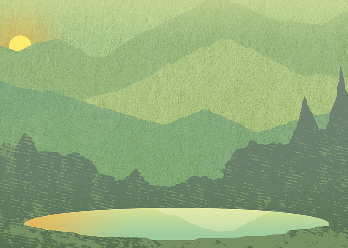 Olympic Tarn Mural - Moss Green - Sample