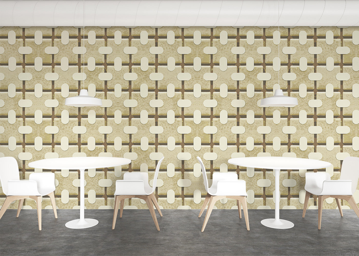 Square Tab Plaid Mural - Alabaster