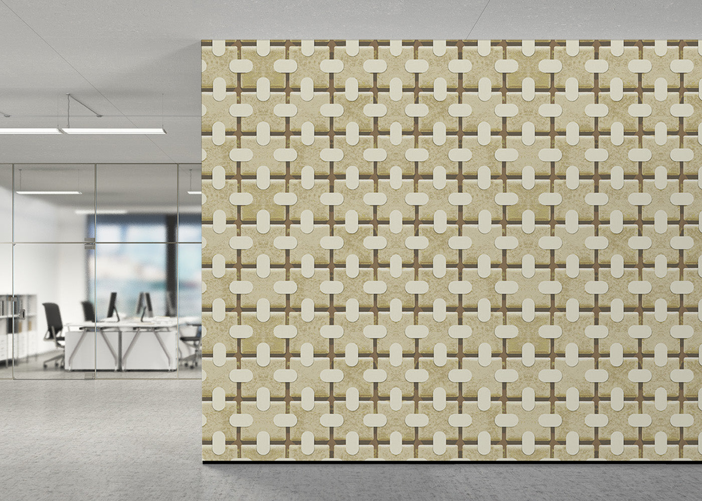 Square Tab Plaid Mural - Alabaster