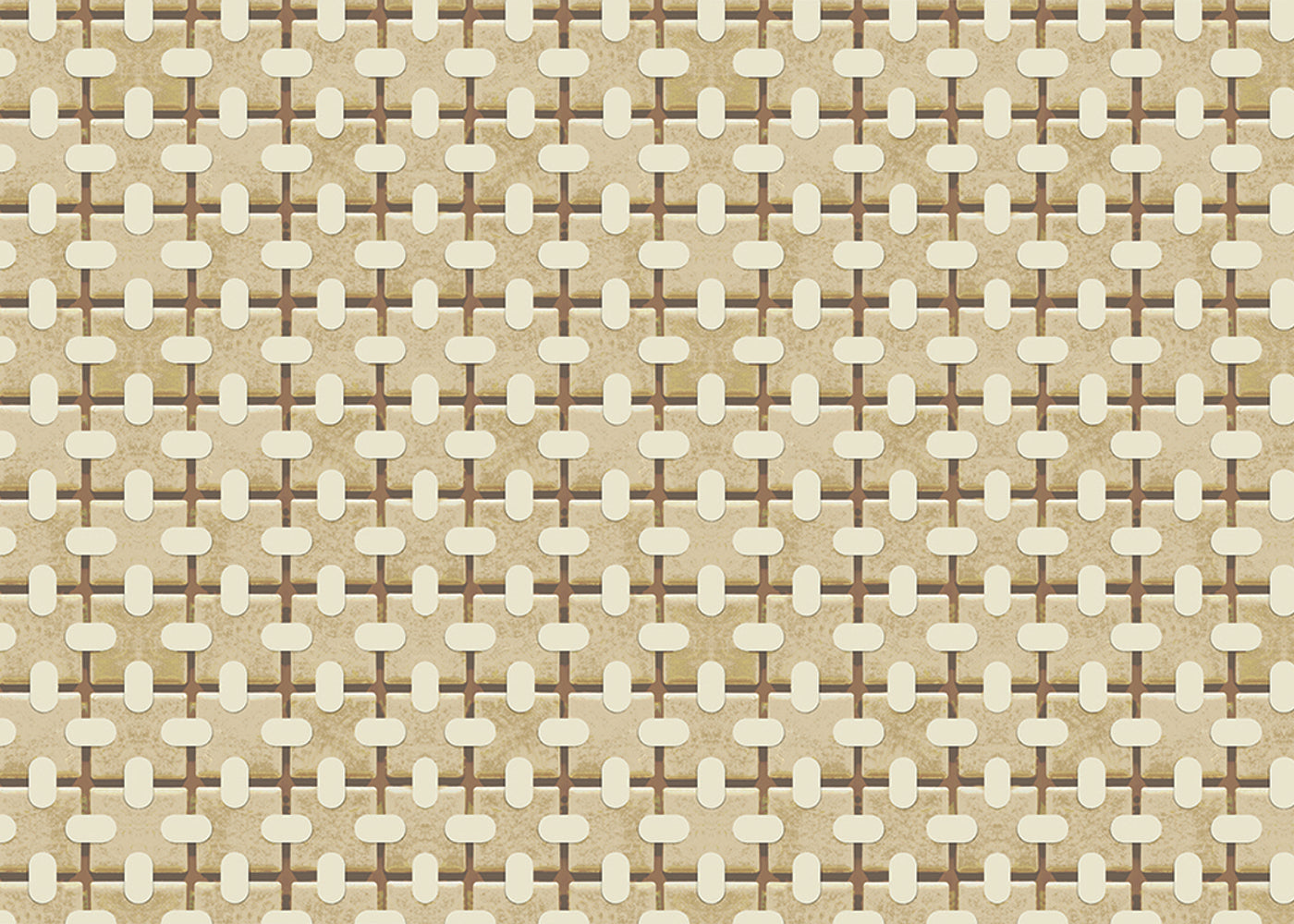 Square Tab Plaid Mural - Alabaster