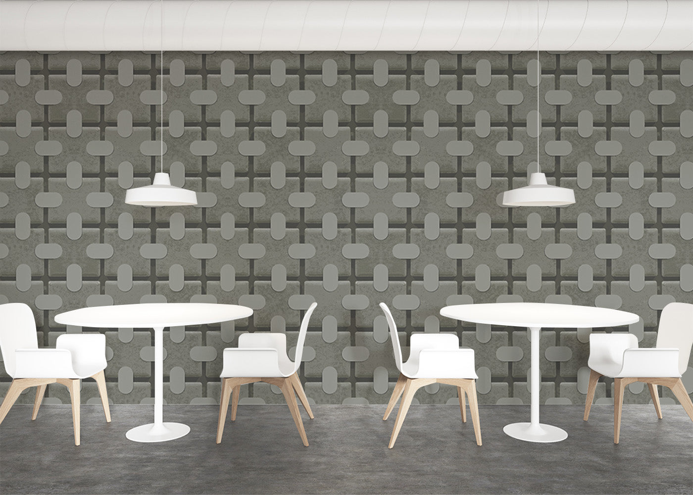 Square Tab Plaid Mural - Pewter