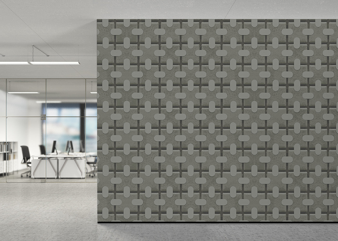 Square Tab Plaid Mural - Pewter