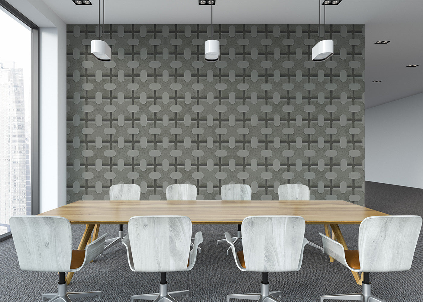 Square Tab Plaid Mural - Pewter