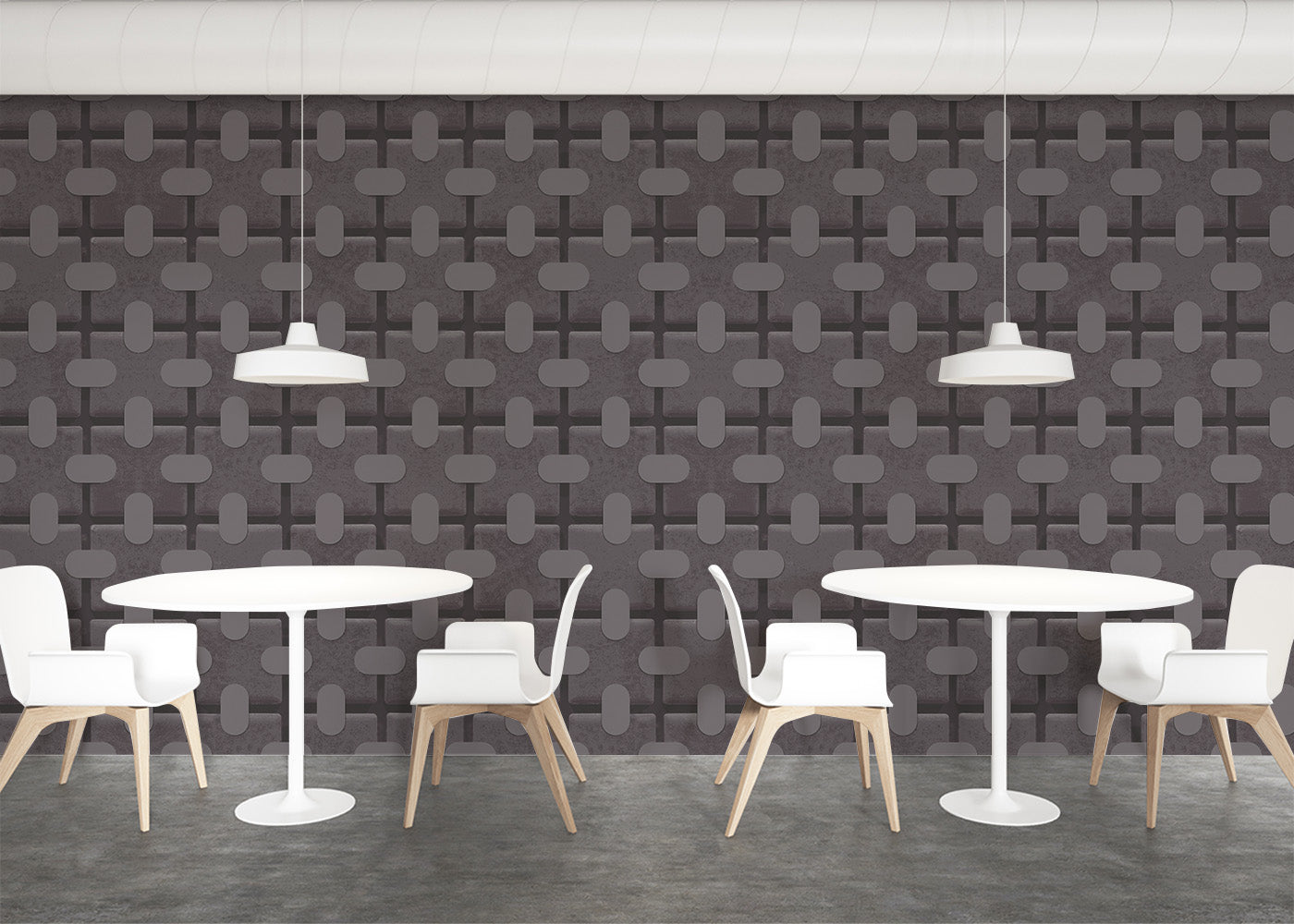 Square Tab Plaid Mural - Graphite