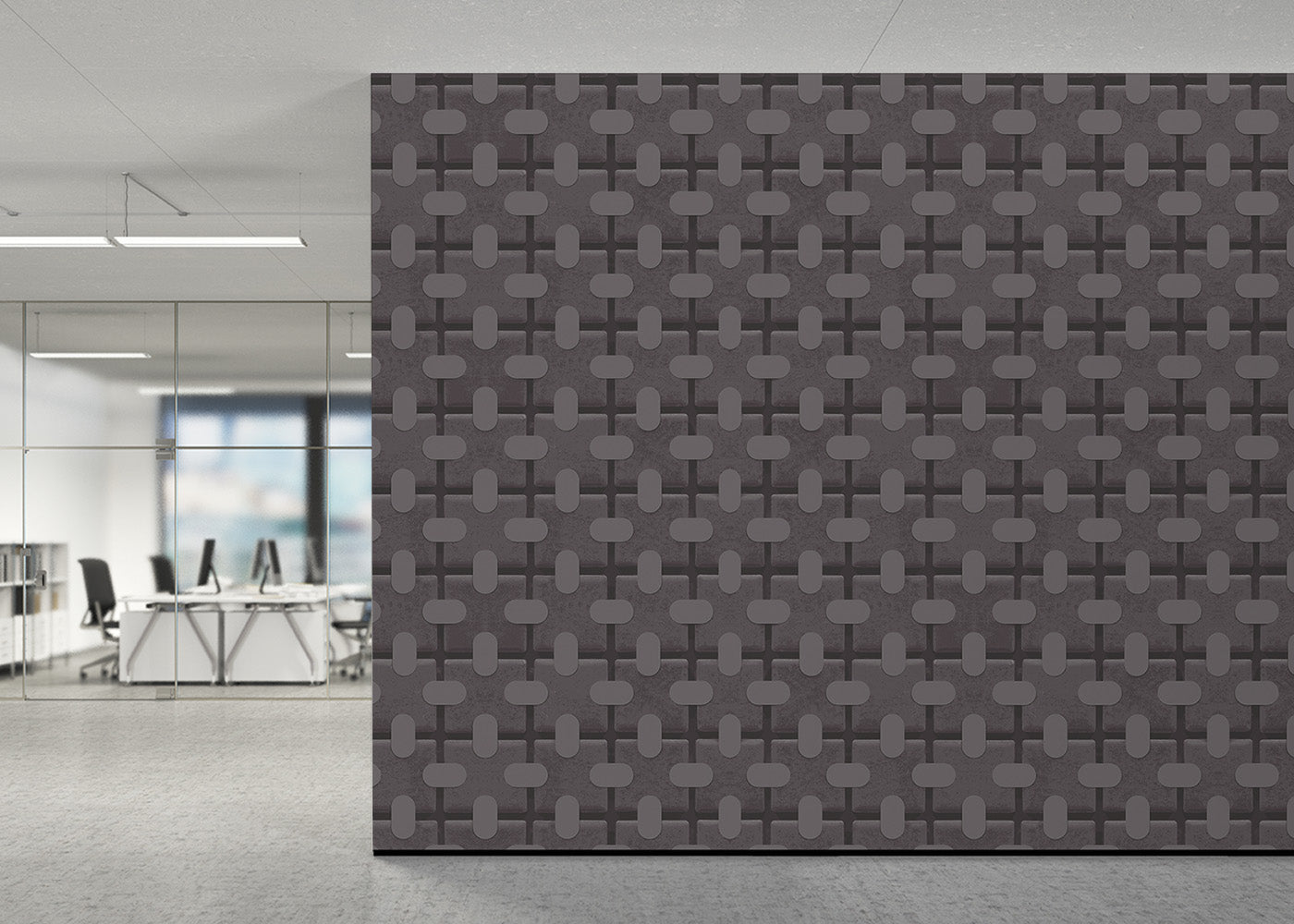 Square Tab Plaid Mural - Graphite