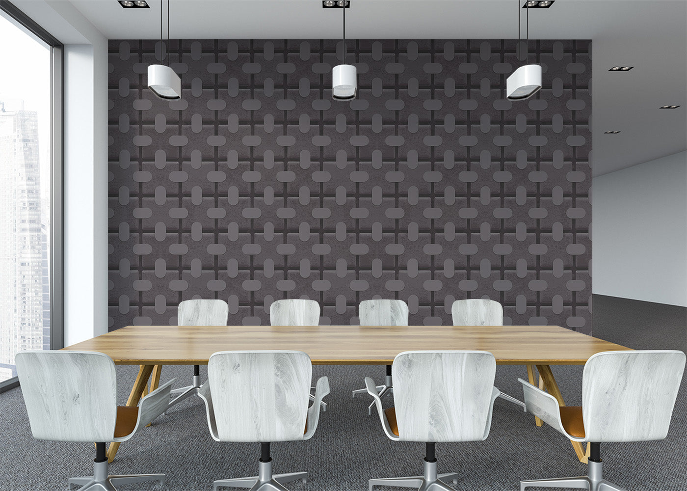 Square Tab Plaid Mural - Graphite