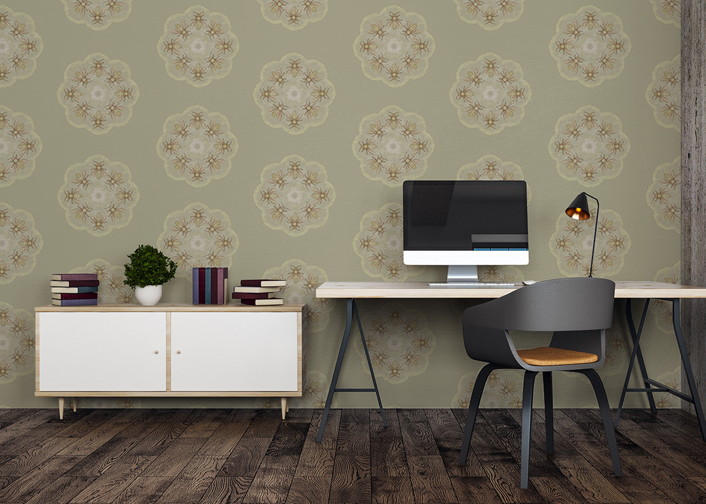 Bee Rosette Mural - Beeswax