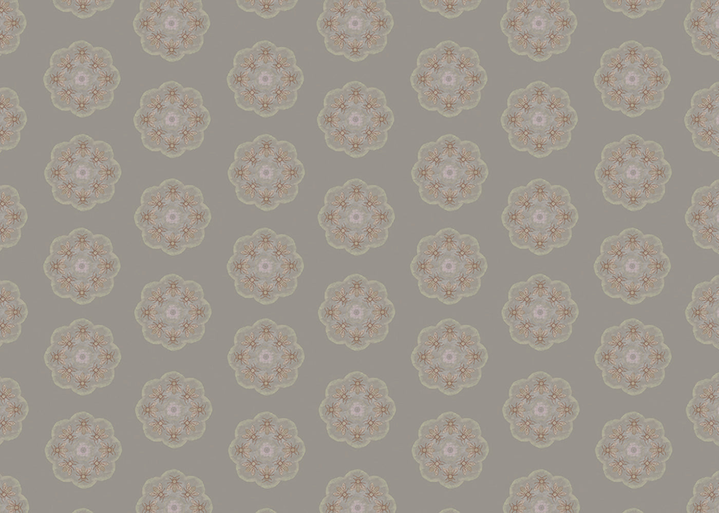 Bee Rosette Mural - Warm Gray