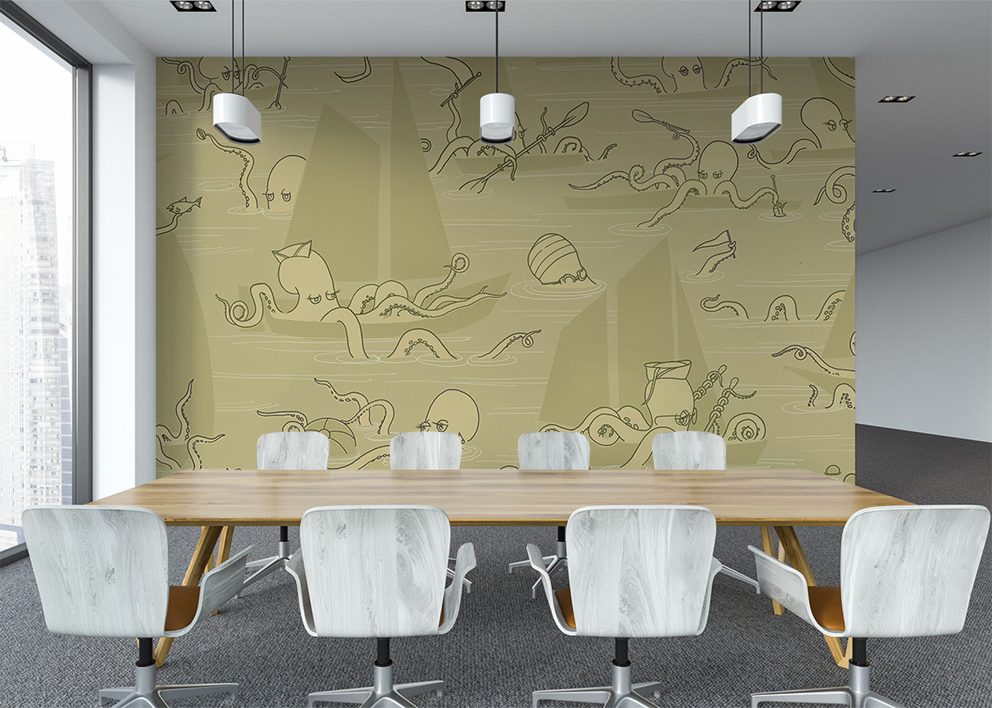 Octopus Flotilla Mural - Tarnished Gold