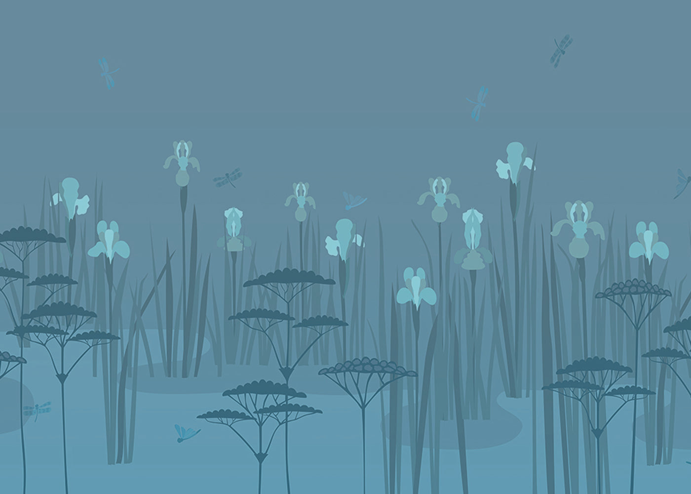 Iris Pond Mural - Blue - Sample