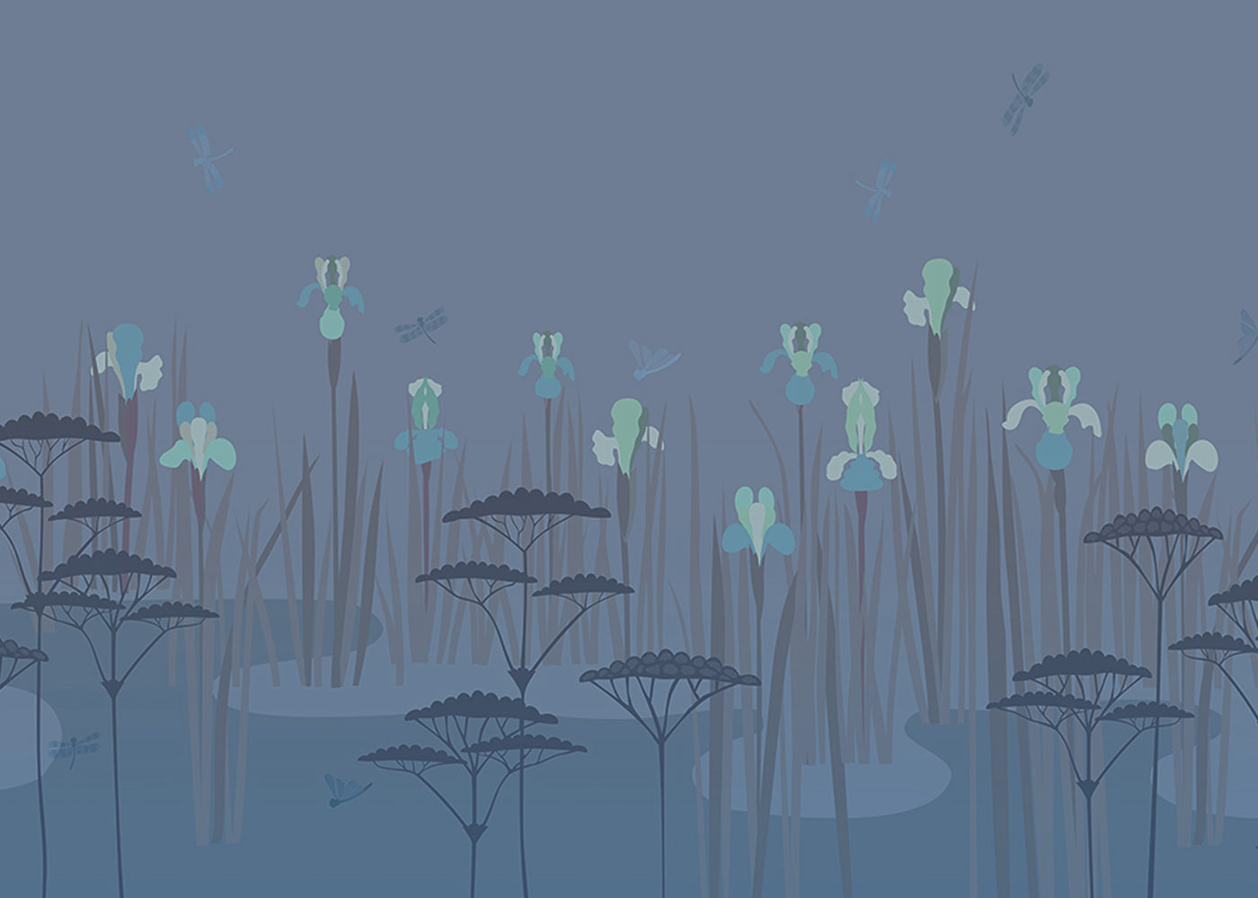 Iris Pond Mural - Lavender - Sample