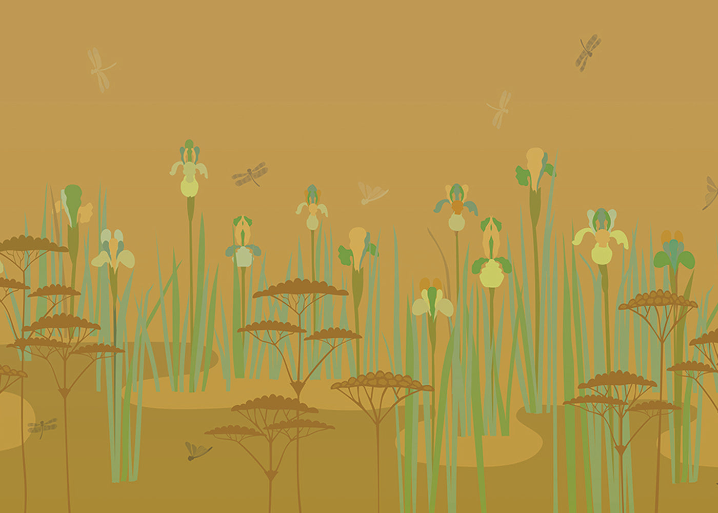 Iris Pond Mural - Ochre - Sample