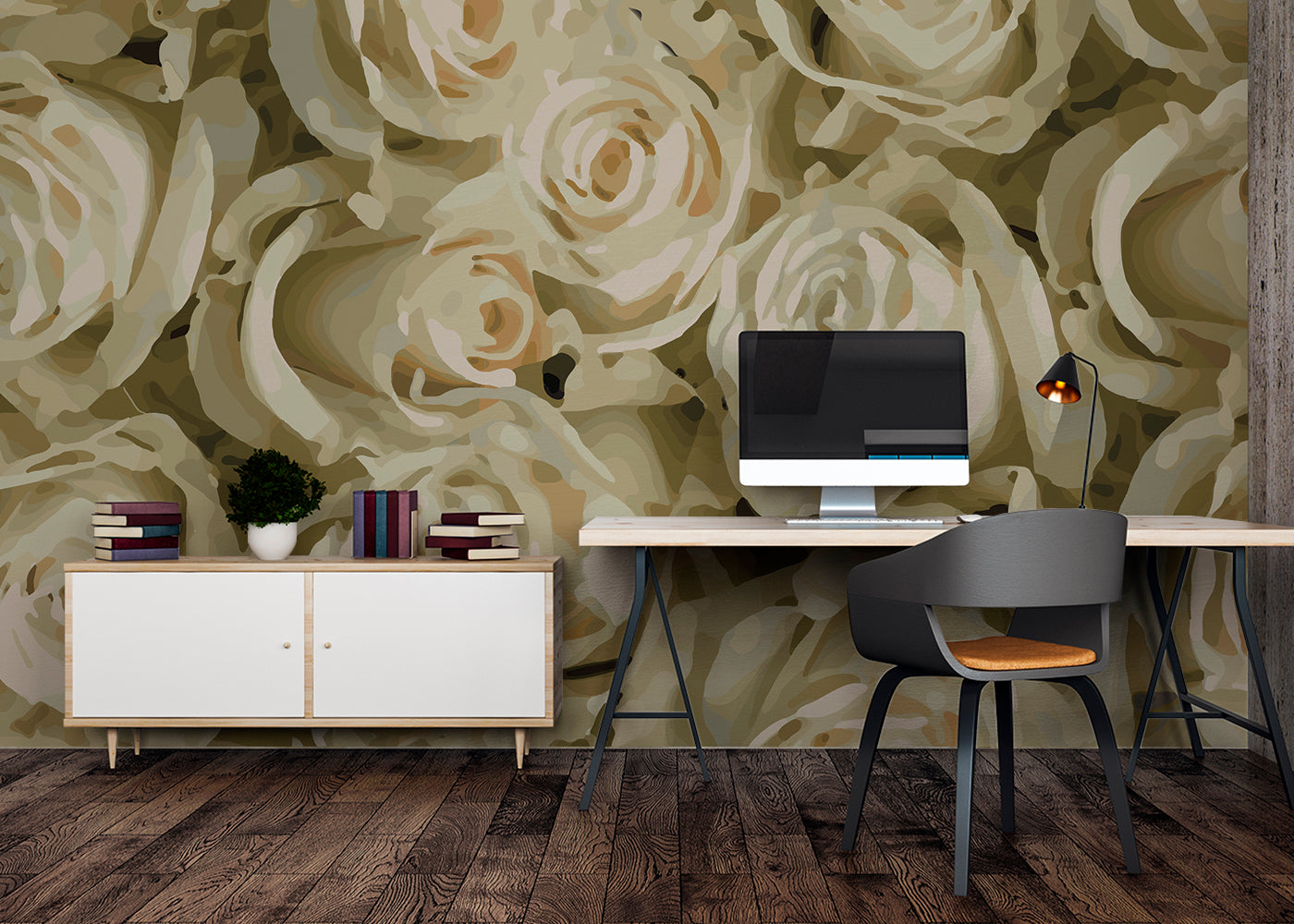 For the Roses Mural - Peach Cream Blush