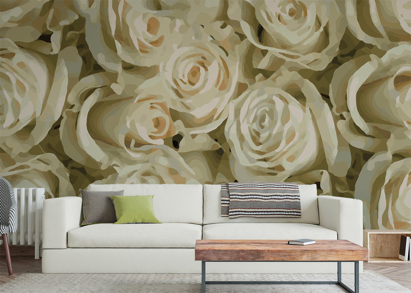 For the Roses Mural - Peach Cream Blush