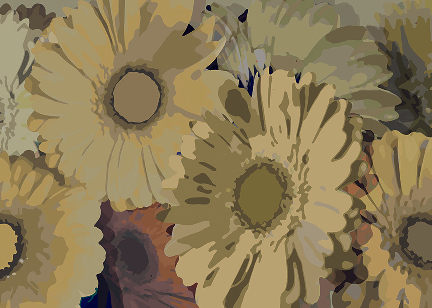 Gerbera Flora Mural - Ivory - Sample