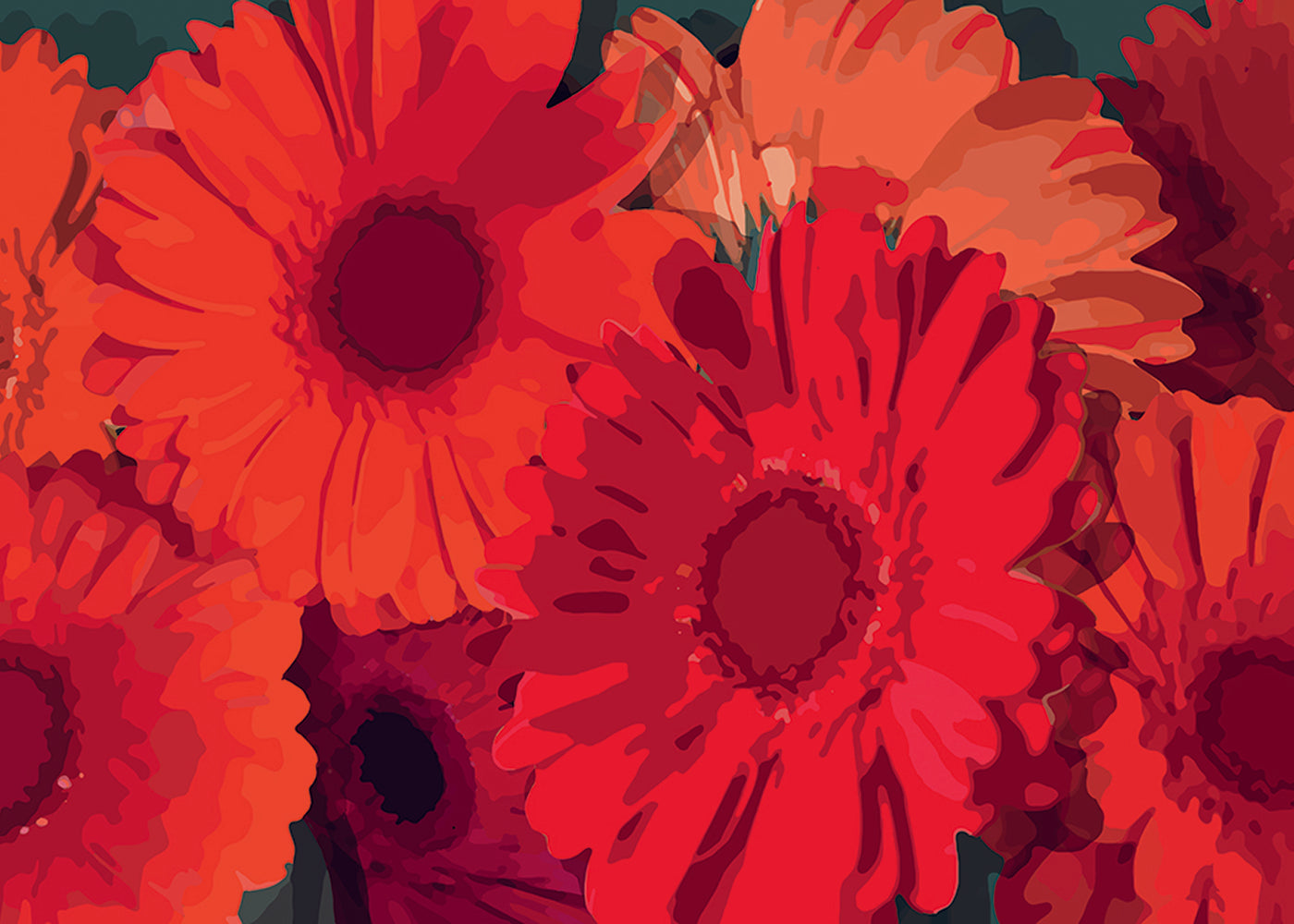 Gerbera Flora Mural - Carnelian - Sample