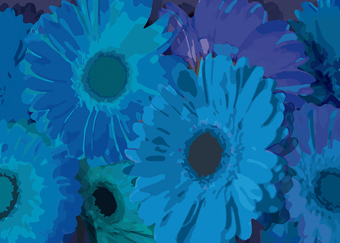 Gerbera Flora Mural - Ultra Blue - Sample