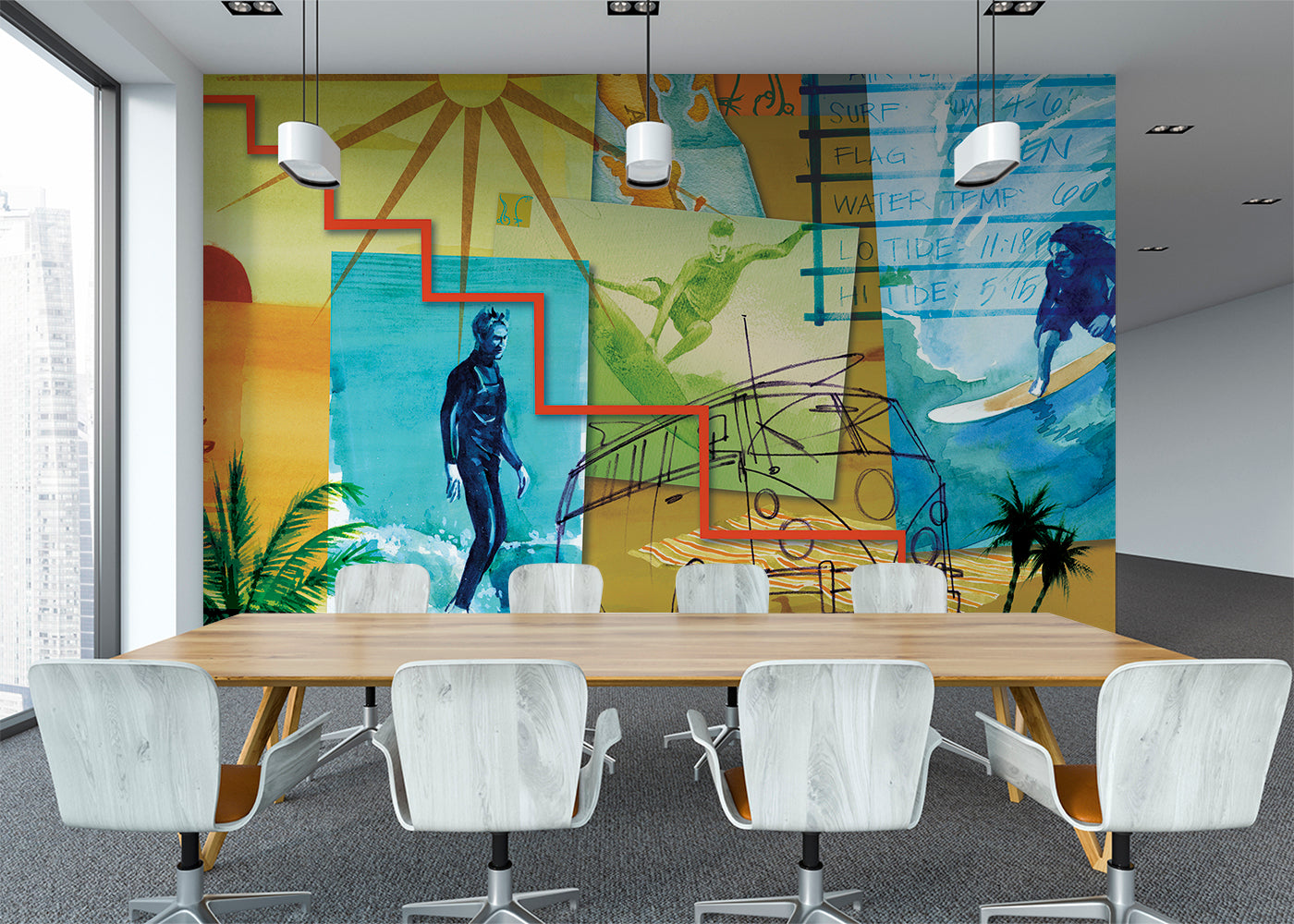 Surf and Sand Mural - Multicolor