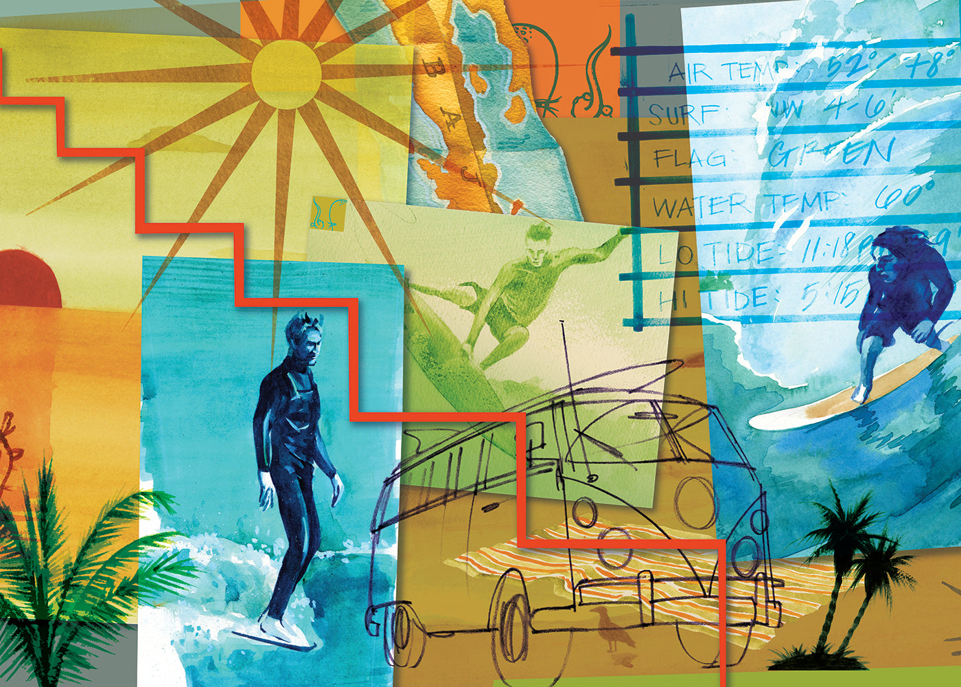 Surf and Sand Mural - Multicolor - Sample