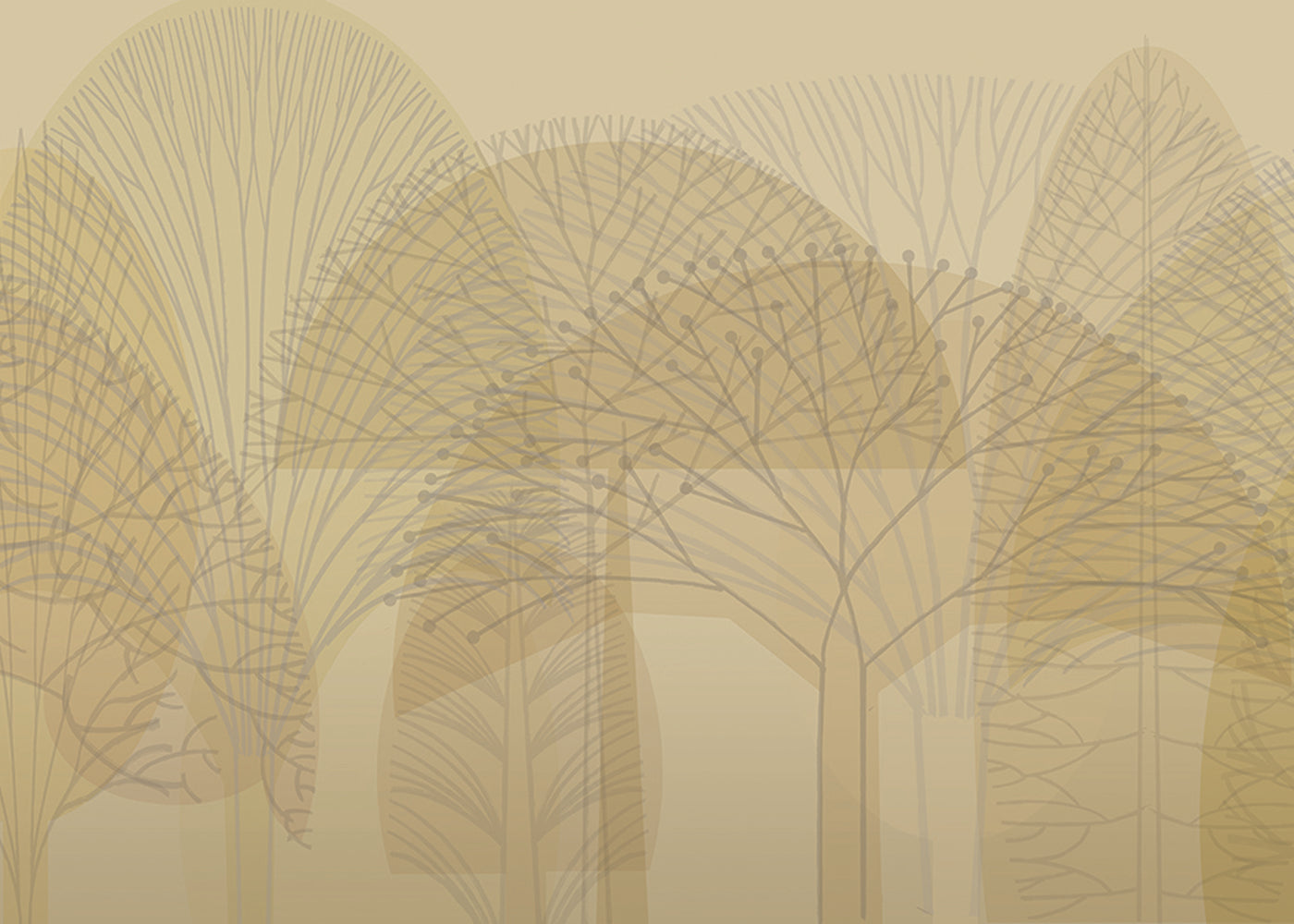 Bare Trees Mural - Yellow Tint - Sample