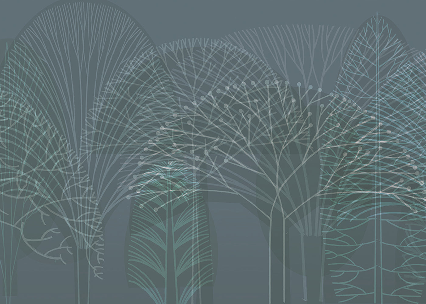 Bare Trees Mural - Diazo Tint - Sample