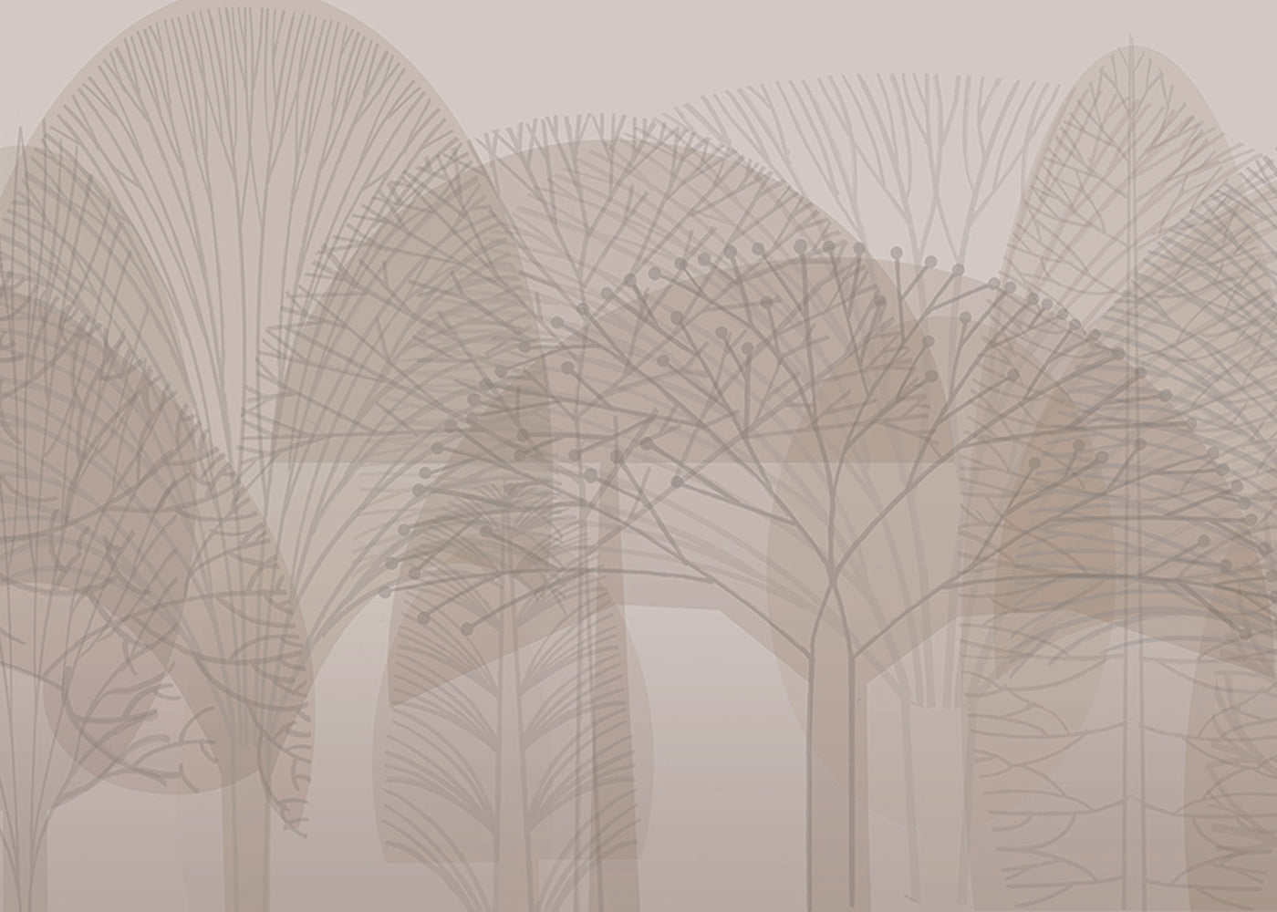 Bare Trees Mural - Neutral - Sample