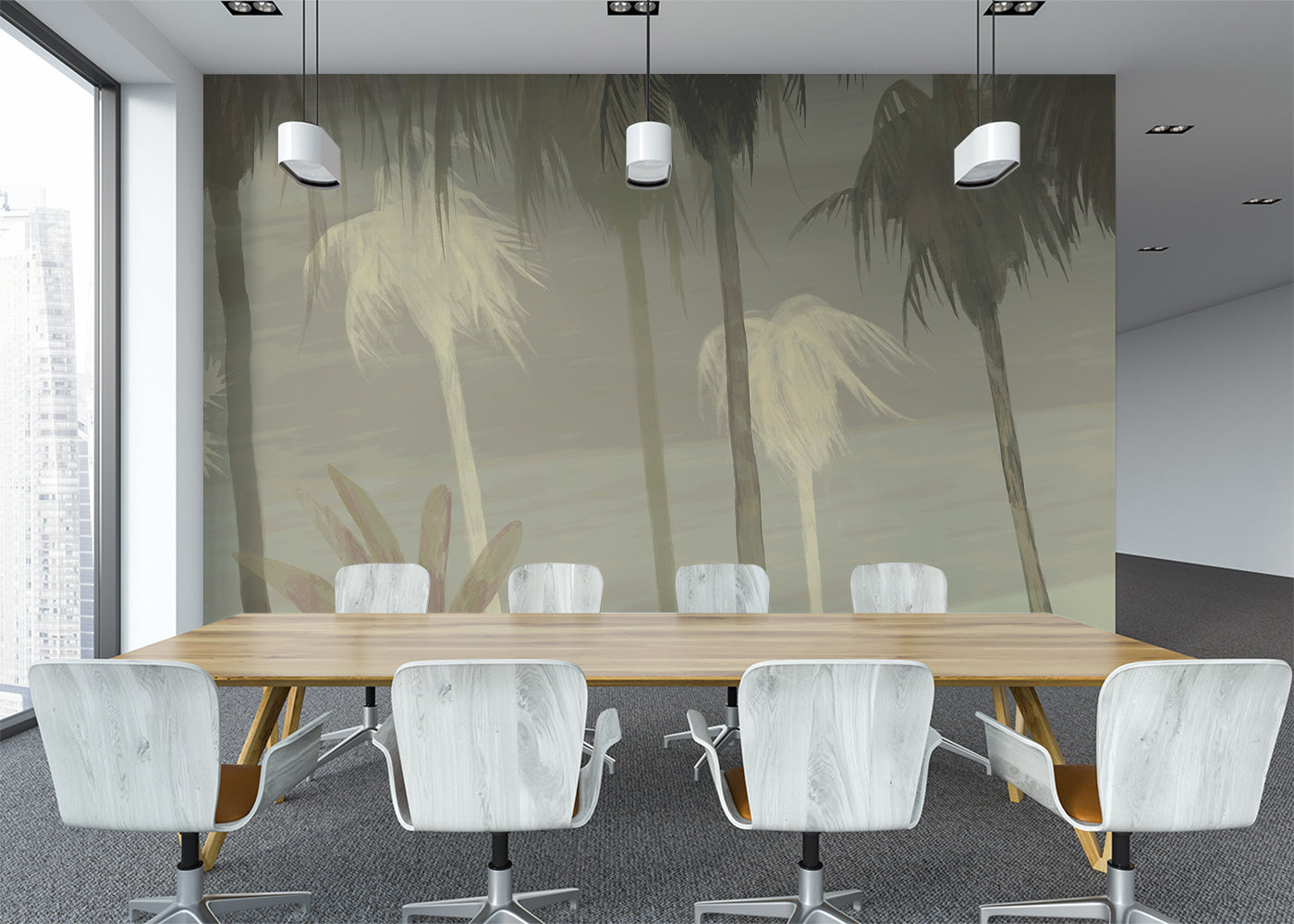 Palm Tree Sky Mural - Taupe