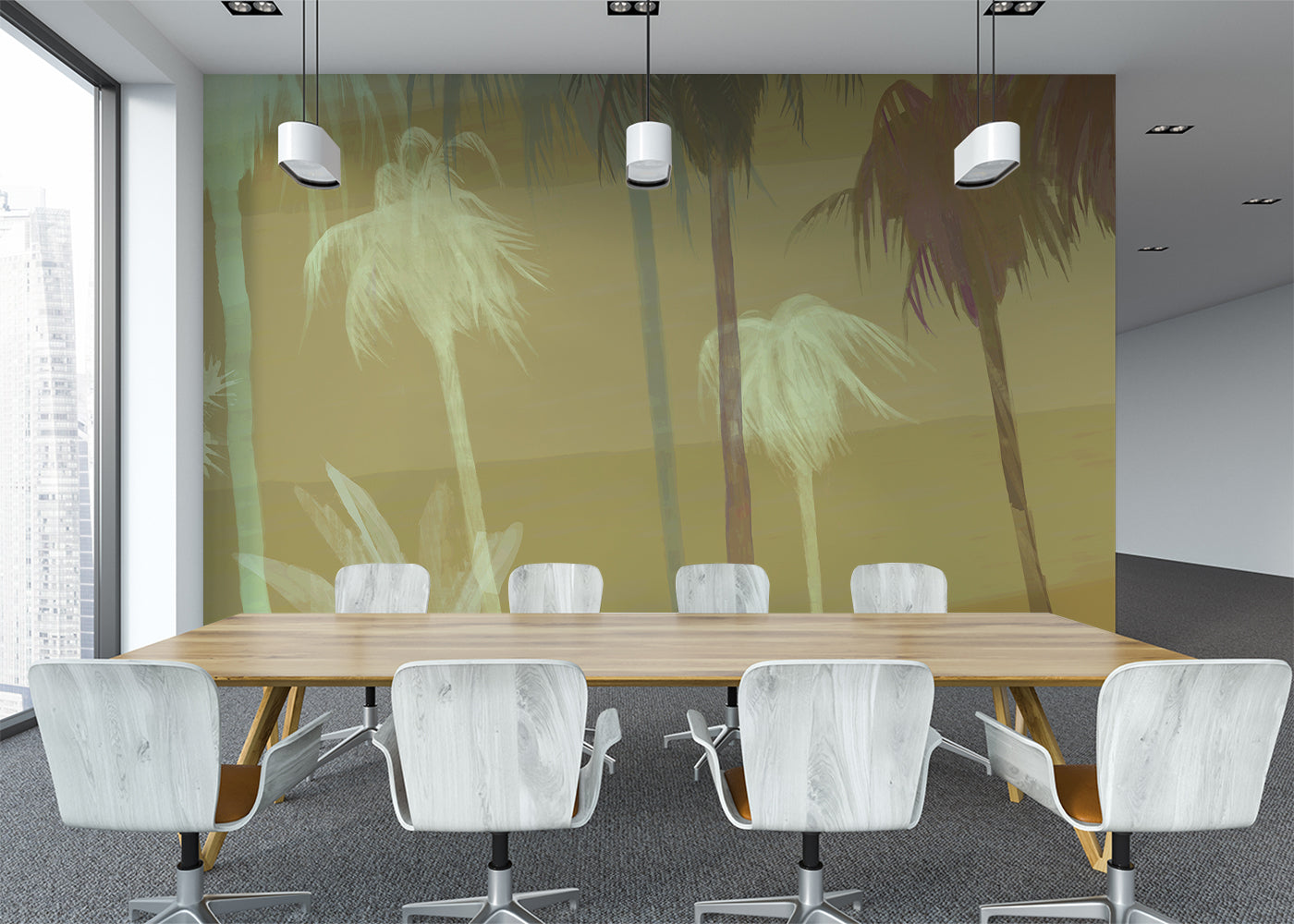 Palm Tree Sky Mural - Gold