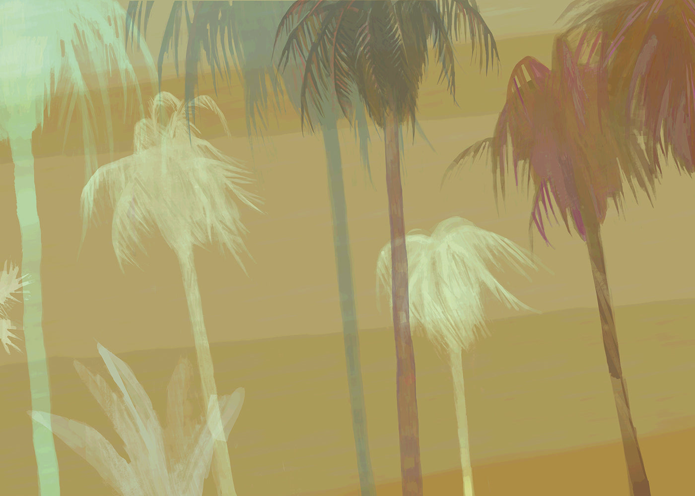 Palm Tree Sky Mural - Gold - Sample