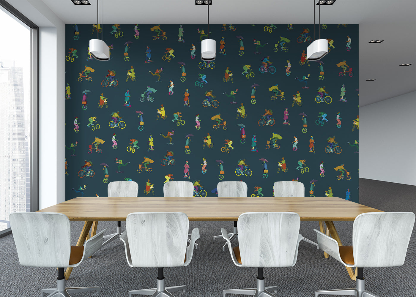 Bike and Other Wheels Mural - Blue