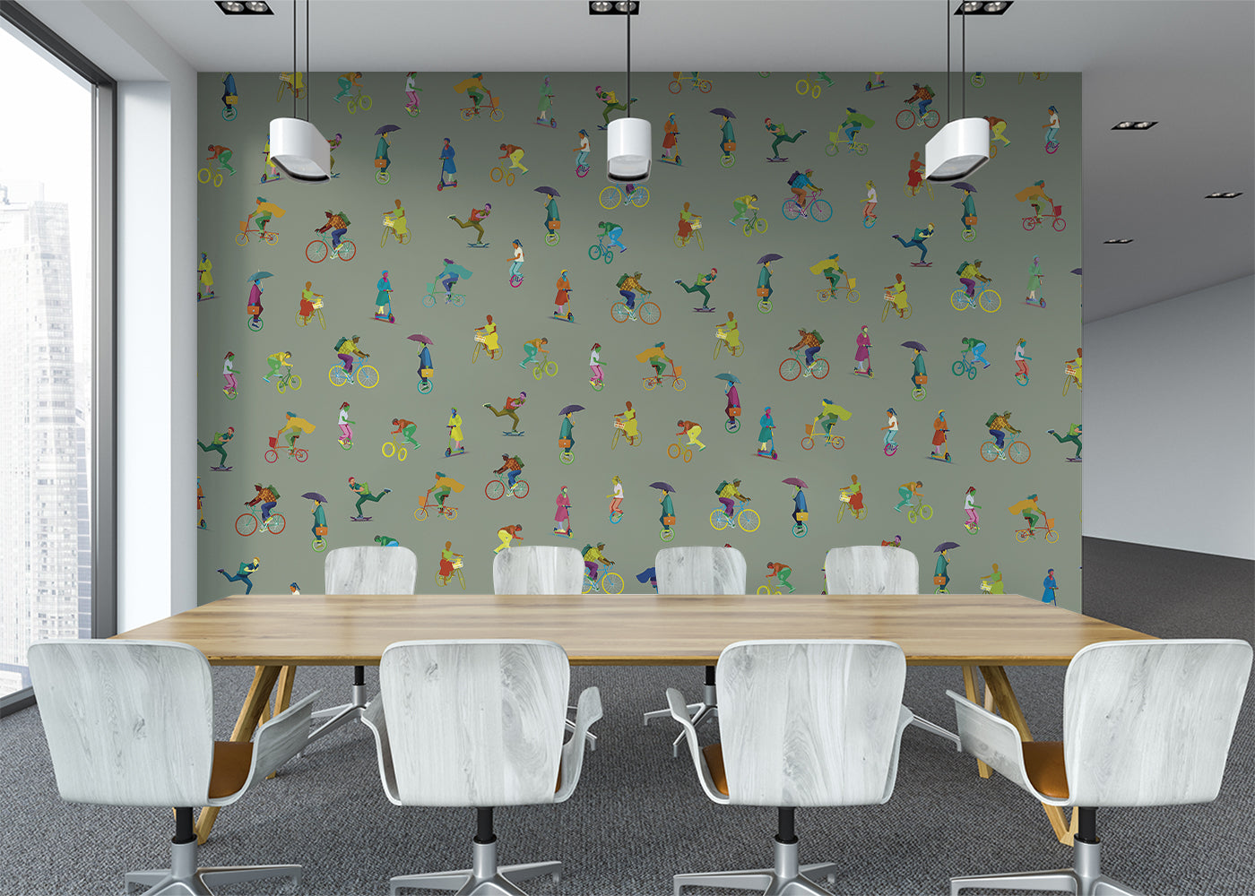 Bike and Other Wheels Mural - Gray