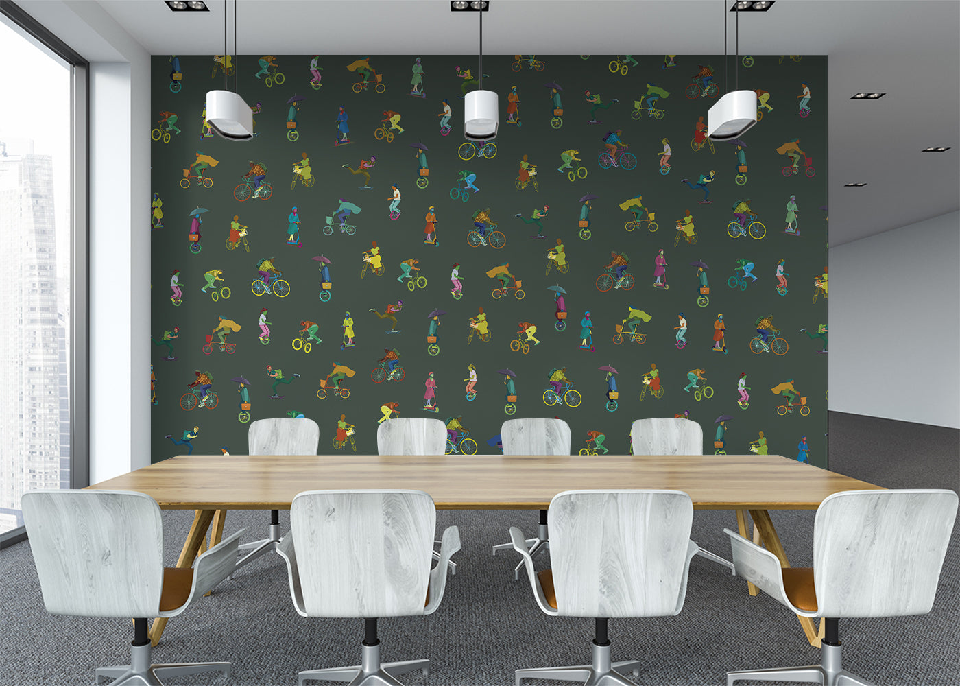 Bike and Other Wheels Mural - Green