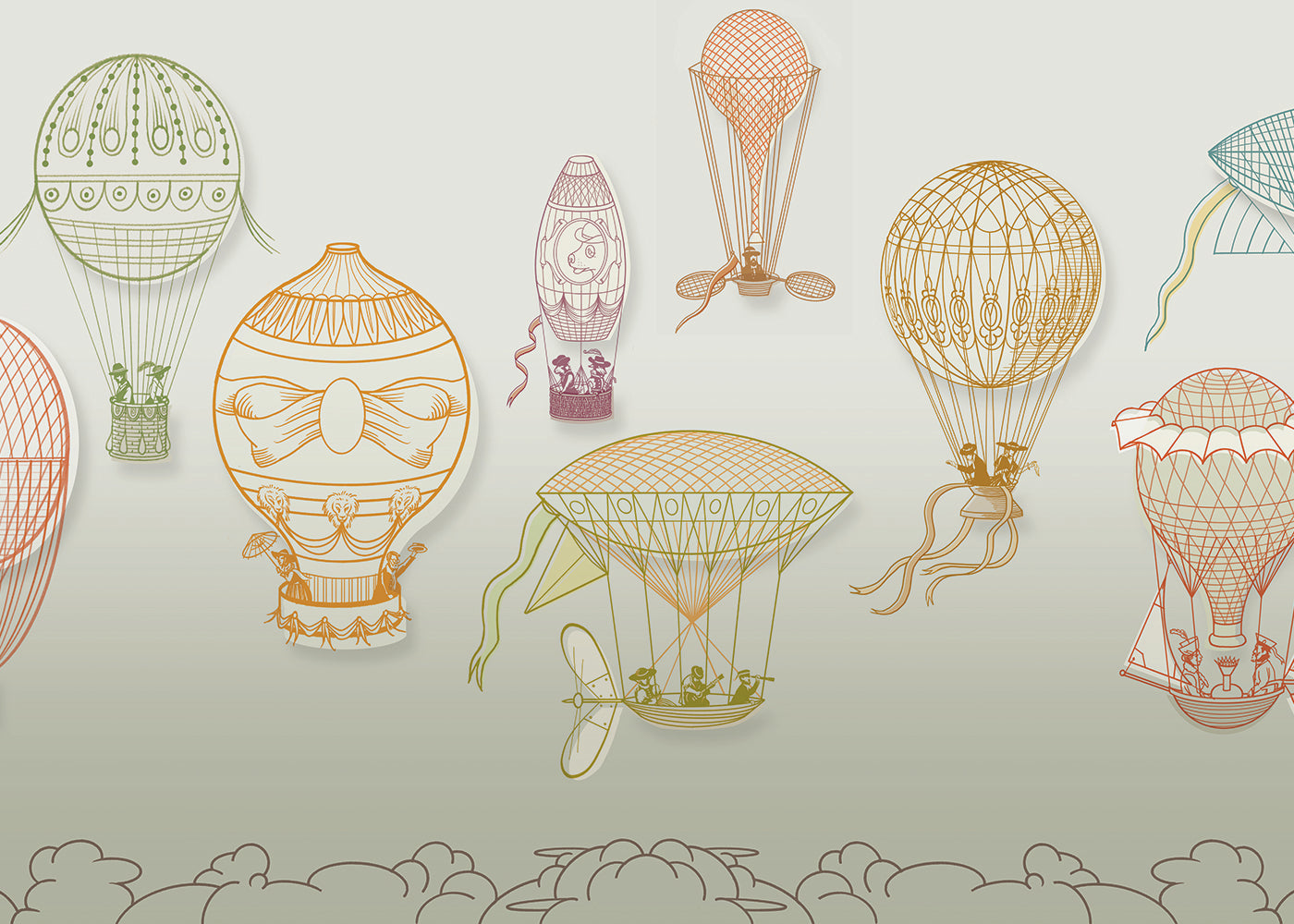 Hot Air Balloon Mural - Color Spacious - Sample