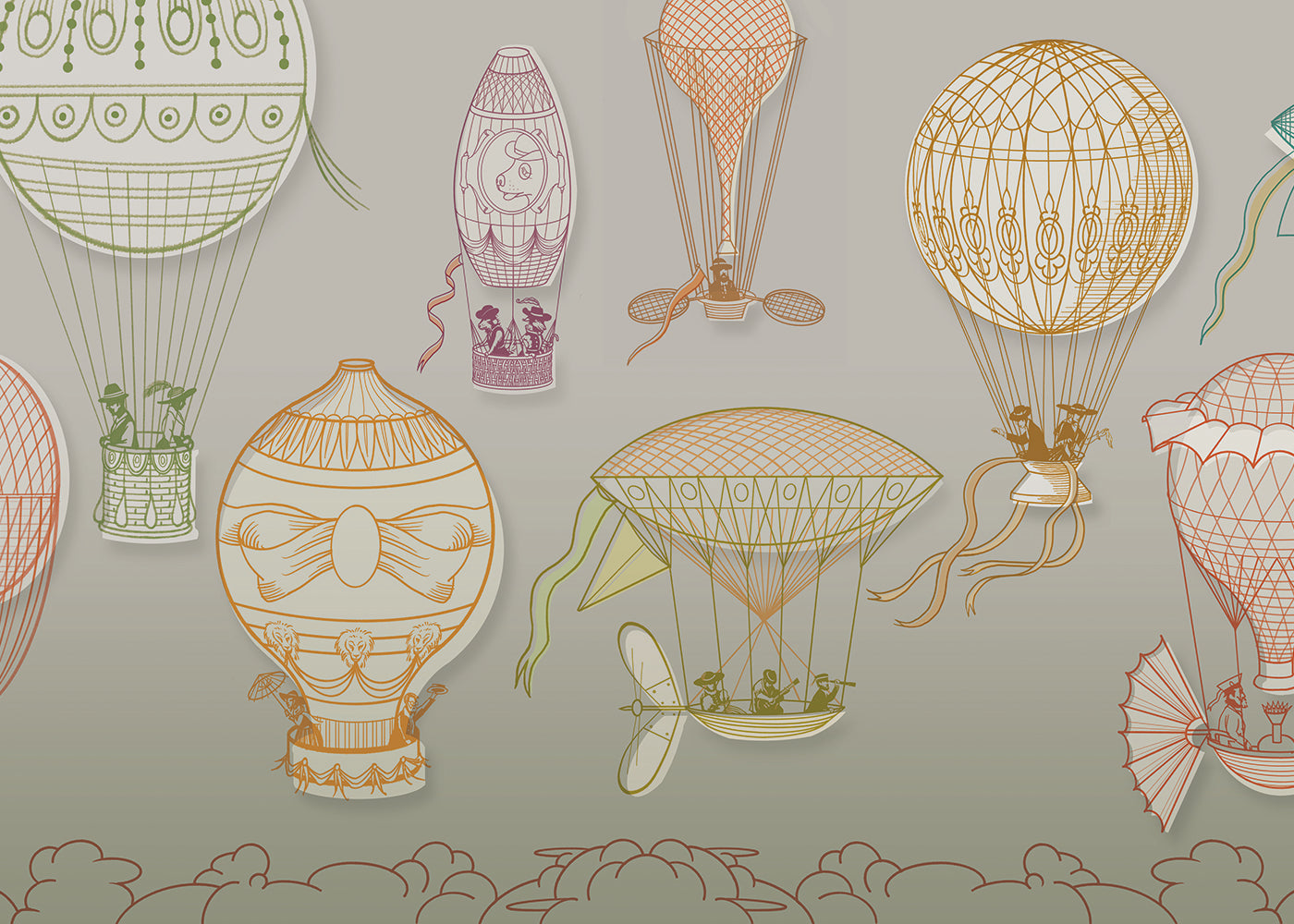Hot Air Balloon Mural - Color Midtone - Sample