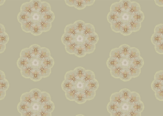 Bee Rosette Mural - Beeswax - Sample