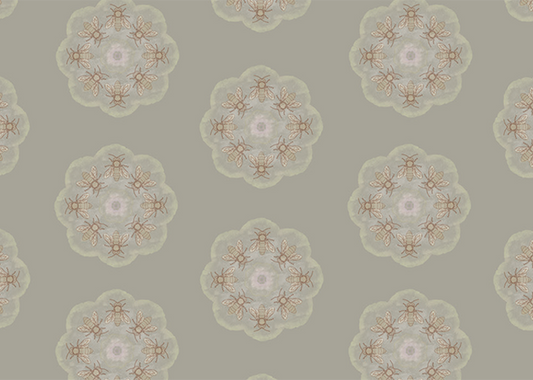 Bee Rosette Mural - Warm Gray - Sample