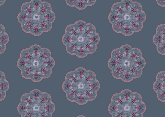 Bee Rosette Mural - Slate Blue - Sample
