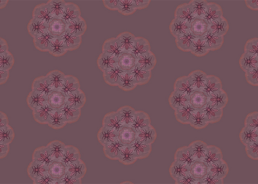 Bee Rosette Mural - Deep Mauve - Sample