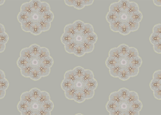 Bee Rosette Mural - Bleached Out - Sample
