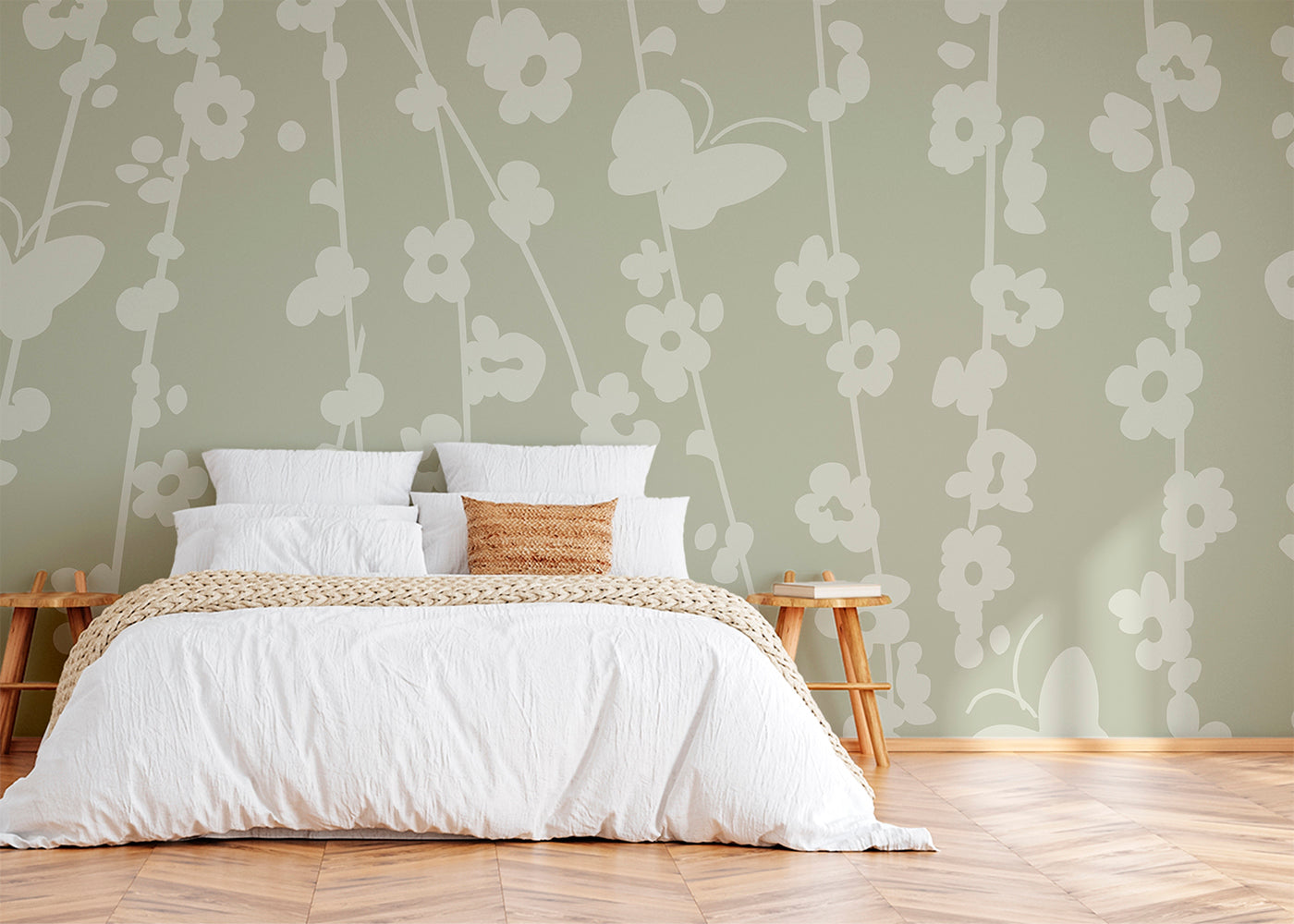Daisy Chain Mural - Celadon