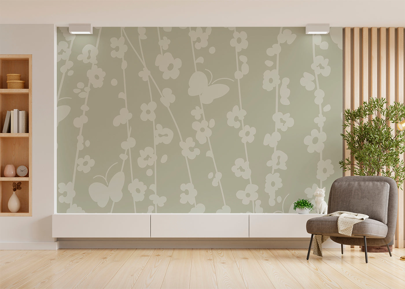 Daisy Chain Mural - Celadon