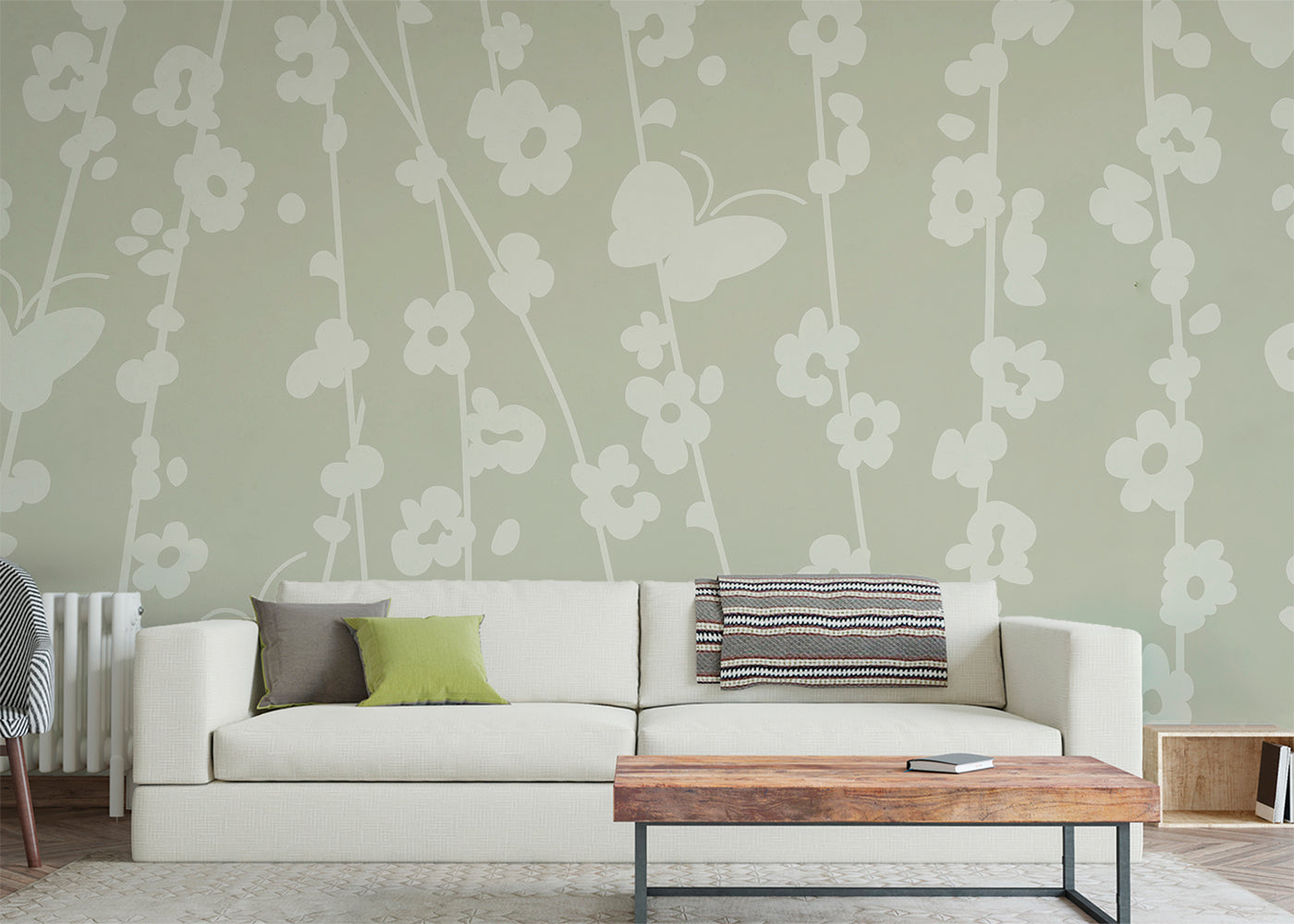 Daisy Chain Mural - Celadon