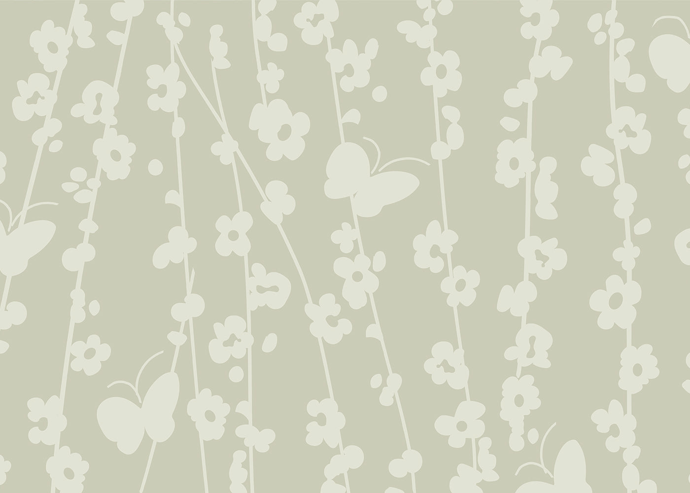 Daisy Chain Mural - Celadon