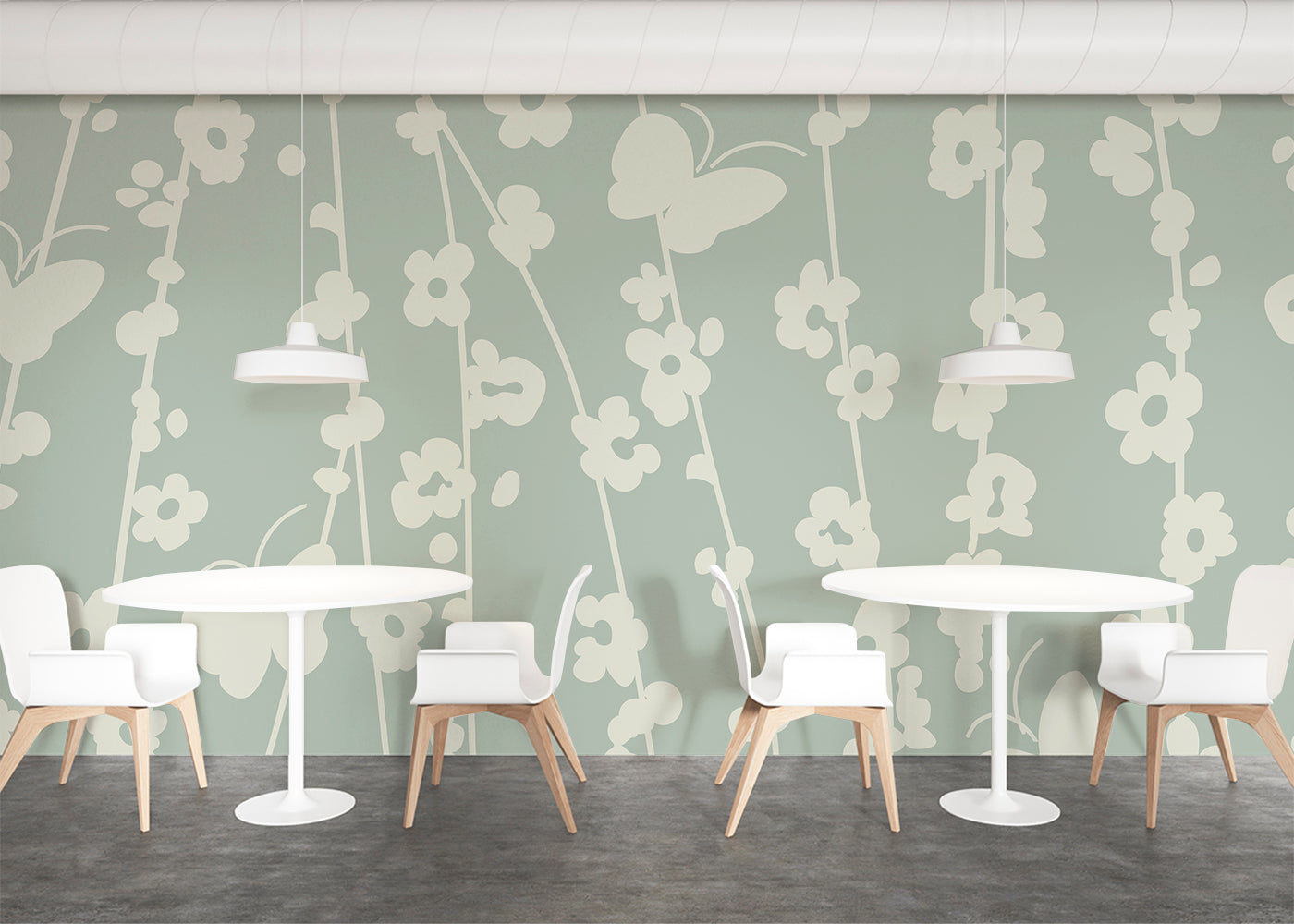 Daisy Chain Mural - Muted Slate Blue