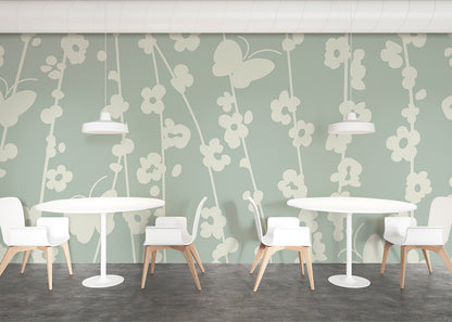 Daisy Chain Mural - Muted Slate Blue