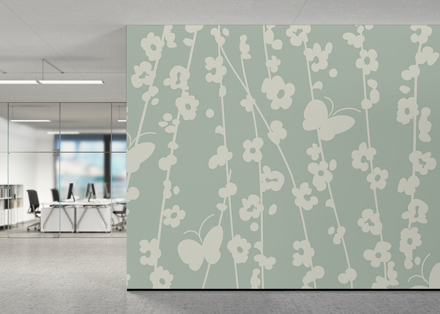 Daisy Chain Mural - Muted Slate Blue